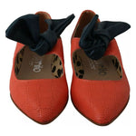 EBARRITO Orange Leather Bow Slip-on Loafers Ballet Flat Shoes LA8419-36