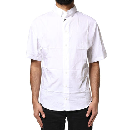 Dolce & Gabbana White Cotton Button Down Casual Men Polo Shirt