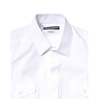 Dolce & Gabbana White GOLD Button Down Casual Men Polo Shirt