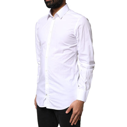 Dolce & Gabbana White GOLD Cotton Long Sleeves Men Dress Shirt