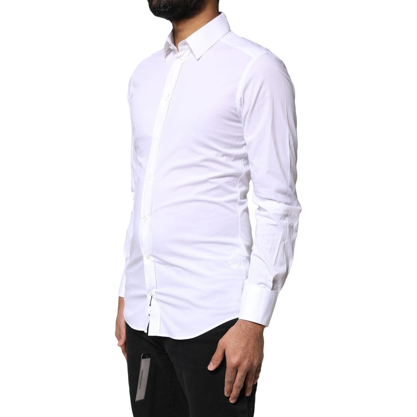 Dolce & Gabbana White GOLD Cotton Long Sleeves Dress Shirt
