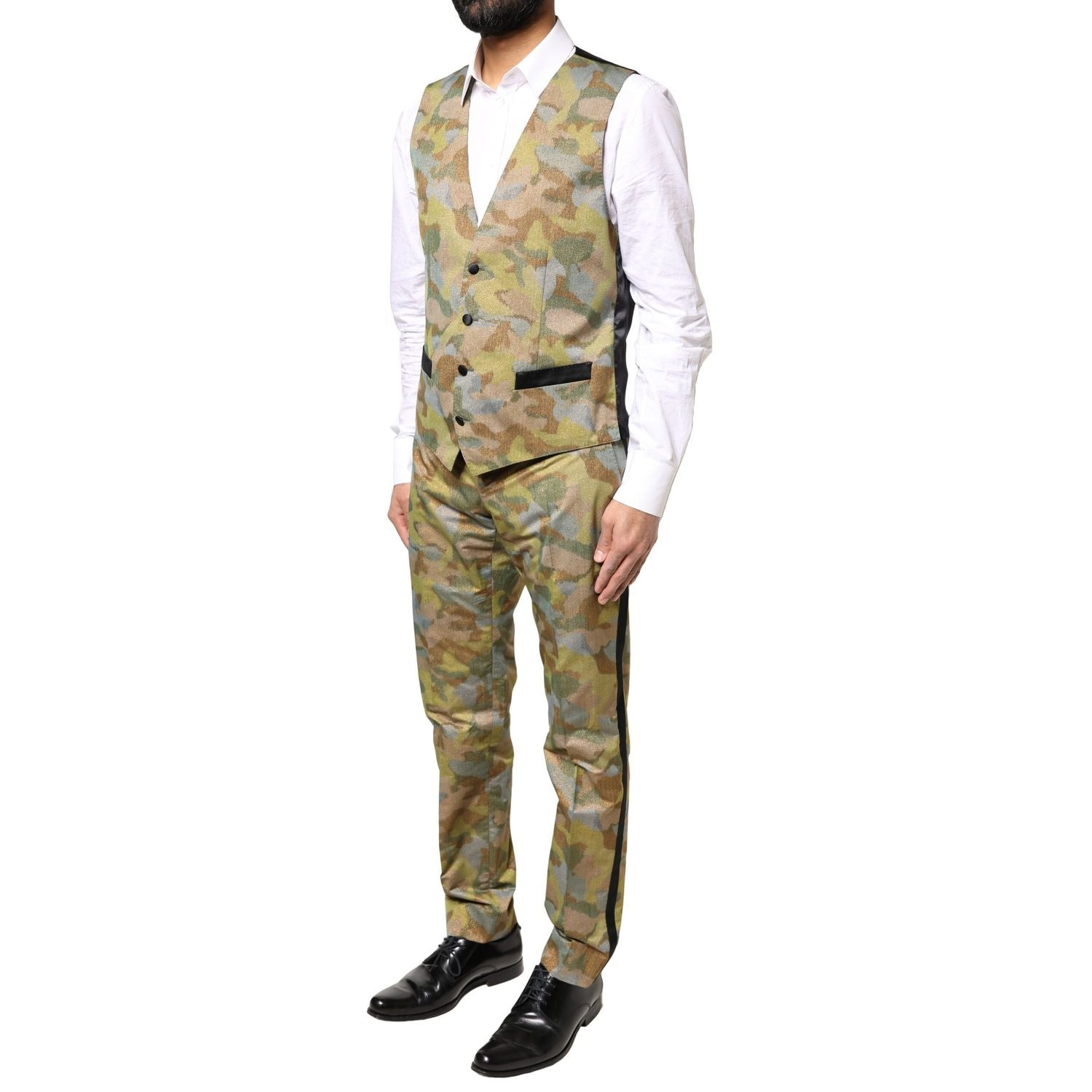 Dolce & Gabbana Multicolor Camouflage SICILIA 3 Piece Suit
