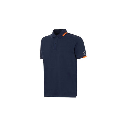 Suns Blue Cotton Polo Shirt with ribbed collar, logo on sleeve, and button closure.