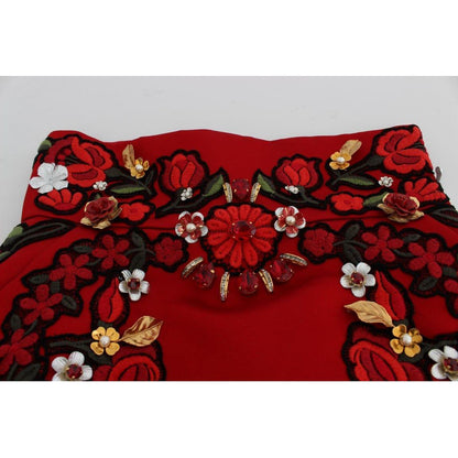 Dolce & Gabbana Red Silk Crystal Roses Shorts 1728,67345645728,Clothing,Dolce & Gabbana,IT40|S,Material: 100% Silk,New with tags,Red,Short and Mini - Shorts - Clothing,Shorts - Clothing,Shorts - Women - Clothing,Women,Women - Clothing