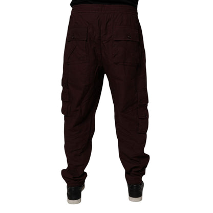 Dolce & Gabbana Maroon Cotton Cargo Jogger Sweatpants Pants