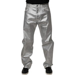 Dolce & Gabbana Metallic Silver Cotton Straight Denim Jeans PAN75214-48