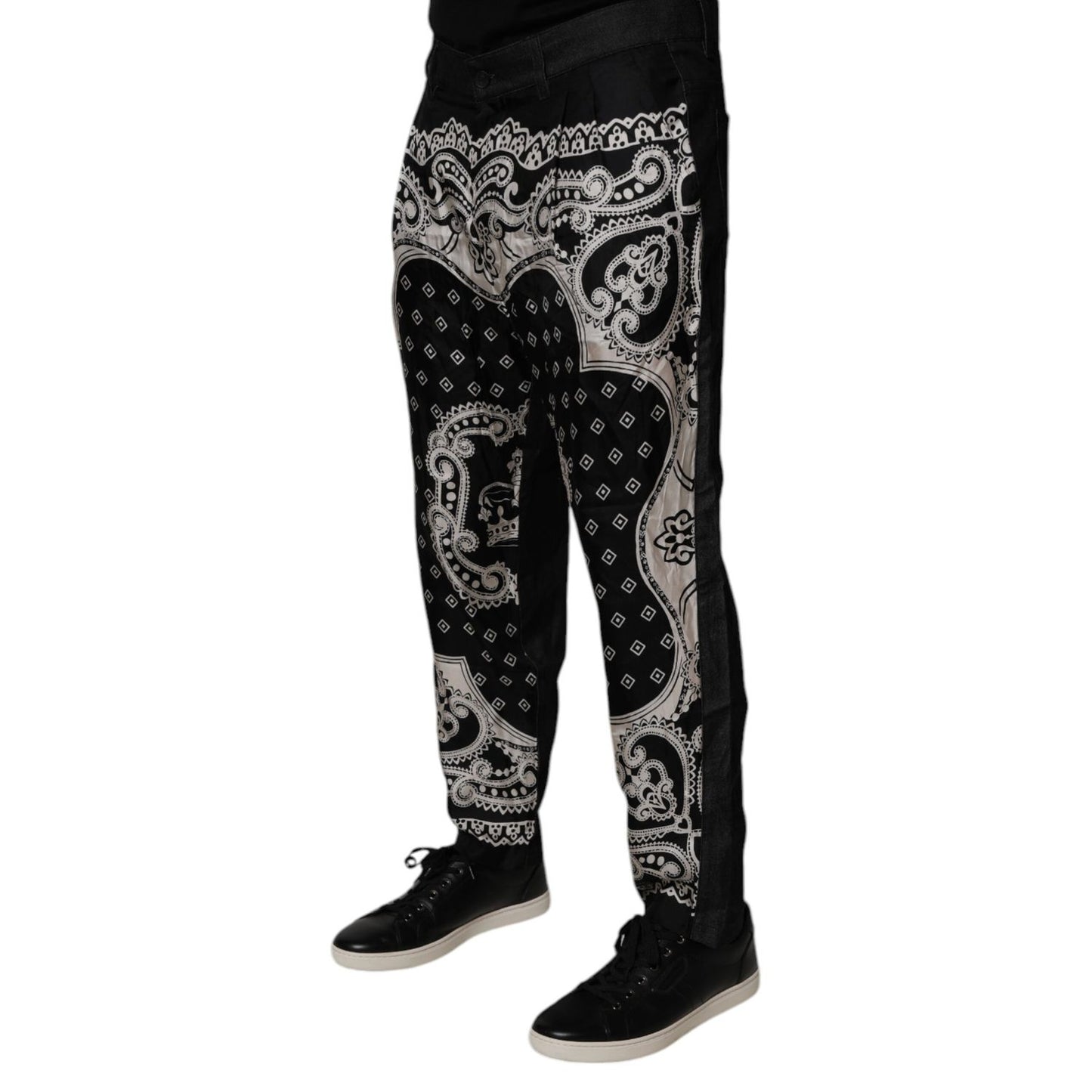 Dolce & Gabbana Black Bandana Cotton Skinny Denim Jeans