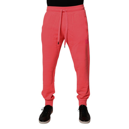Dolce & Gabbana Neon Red Cotton Jogger Men Sweatpants Pants