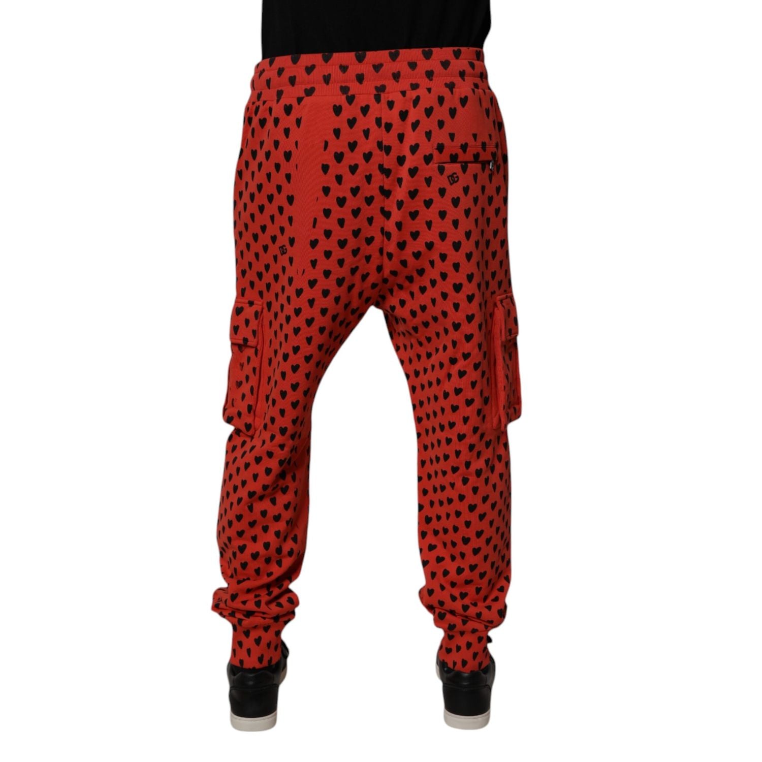 Dolce & Gabbana Red Hearts Cargo Jogger Men Sweatpants Pants