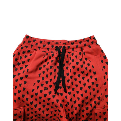 Dolce & Gabbana Red Hearts Cargo Jogger Men Sweatpants Pants