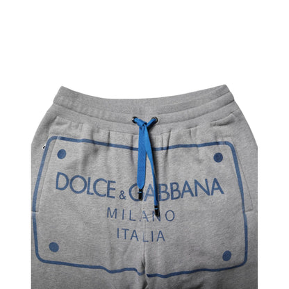 Dolce & Gabbana Gray Logo Cotton Men Jogger Sweatpants Pants