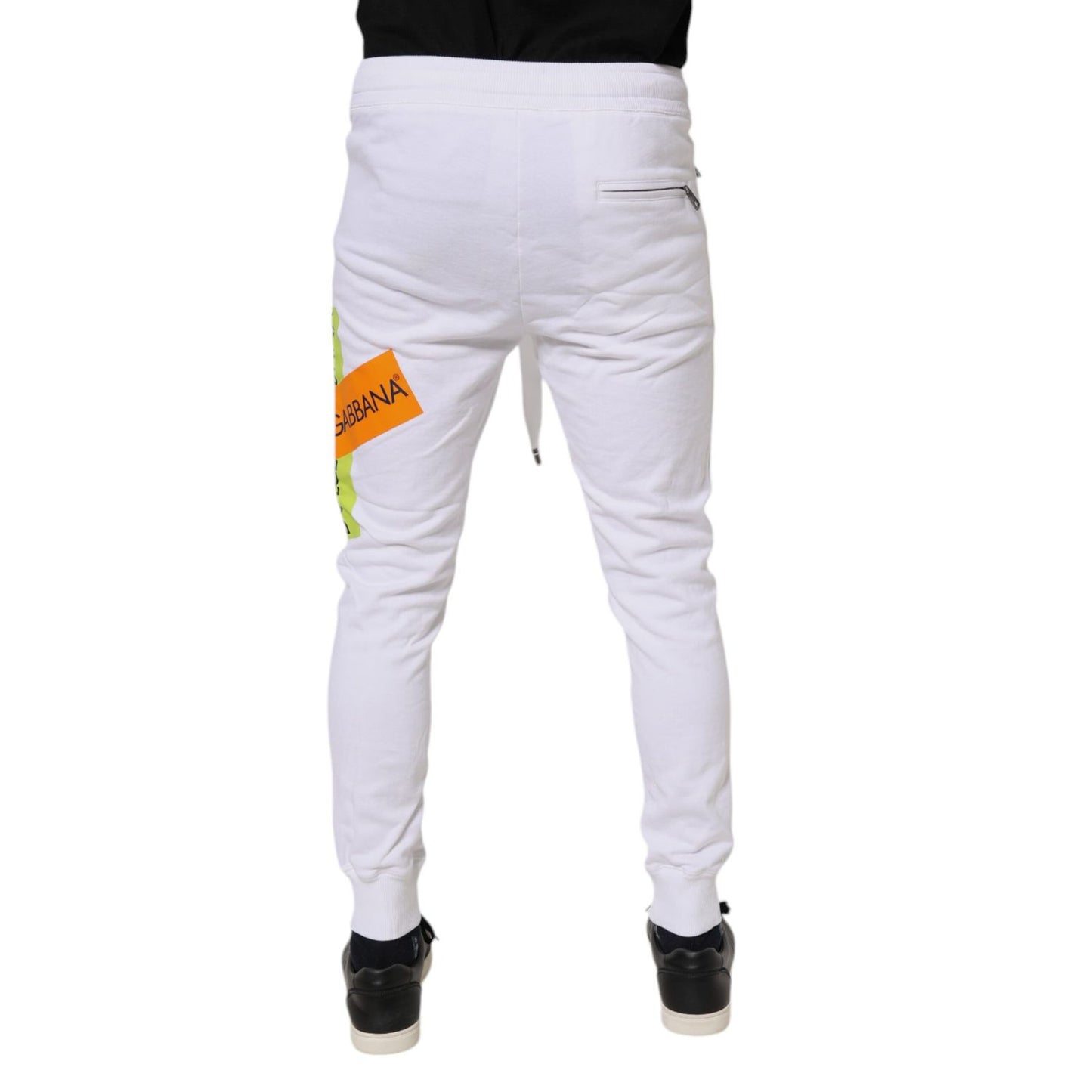 Dolce & Gabbana White Logo Tape Jogger Cotton Sweatpants Pants