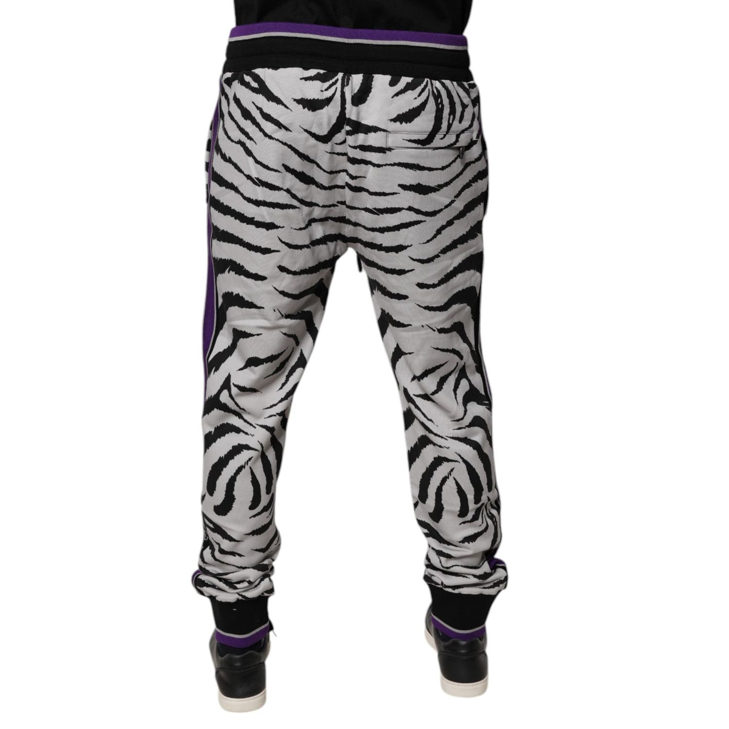 Dolce & Gabbana Black White Zebra Men Jogger Sweatpants Pants