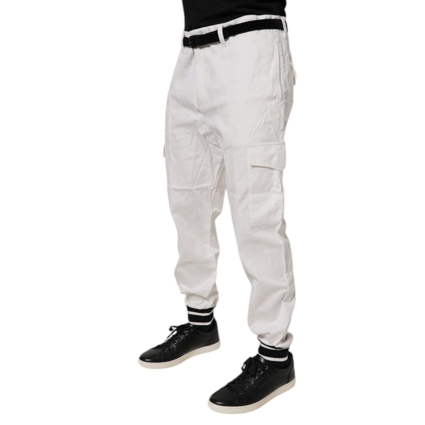 Dolce & Gabbana White Cotton Jogger Cargo Skinny Pants