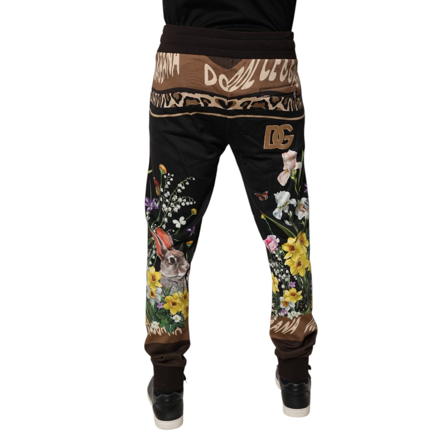 Dolce & Gabbana Black Floral Cotton Jogger Sweatpants Pants