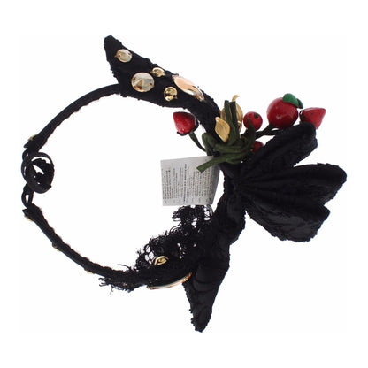 Dolce & Gabbana Diadem Headband Tiara Berry Fruit Crystal Bow Hair Tiara