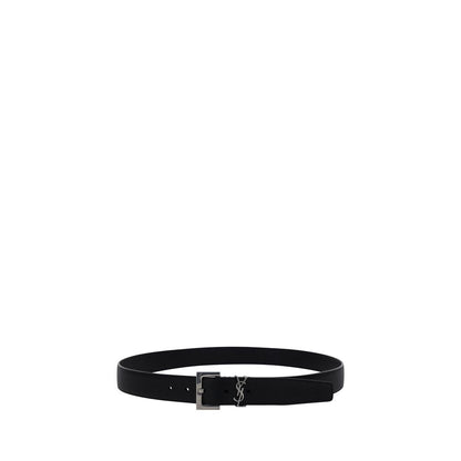 Saint Laurent Black Calf Leather Bos Taurus Belt