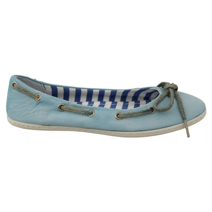 Pantofola D'Oro Sky Blue Suede Lace Bow Loafers Ballet Flat Shoes