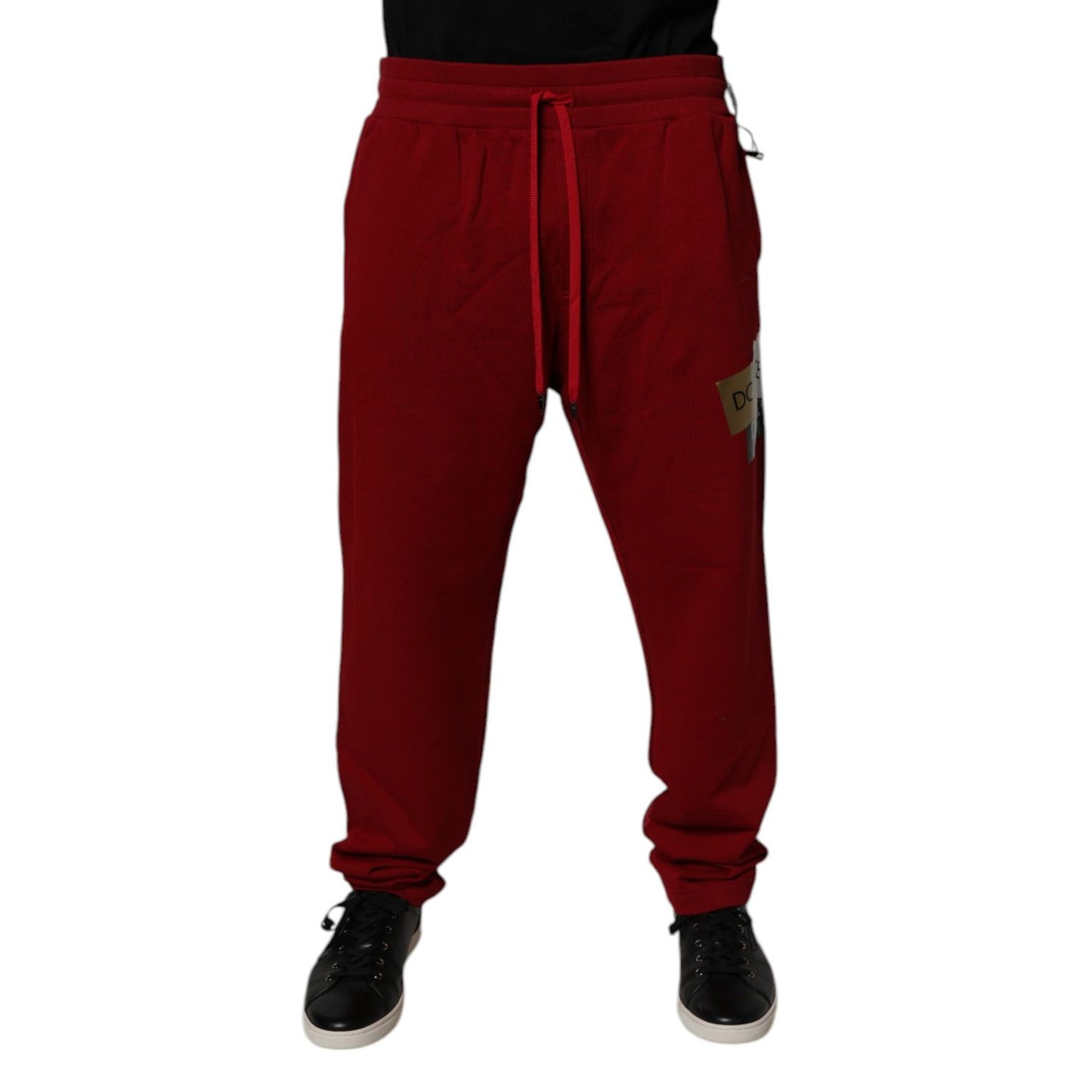 Dolce & Gabbana Red Logo Tape Cotton Jogger Sweatpants Pants