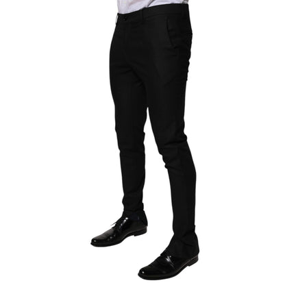 Dolce & Gabbana Black Virgin Wool MenSkinny Dress Formal Pants