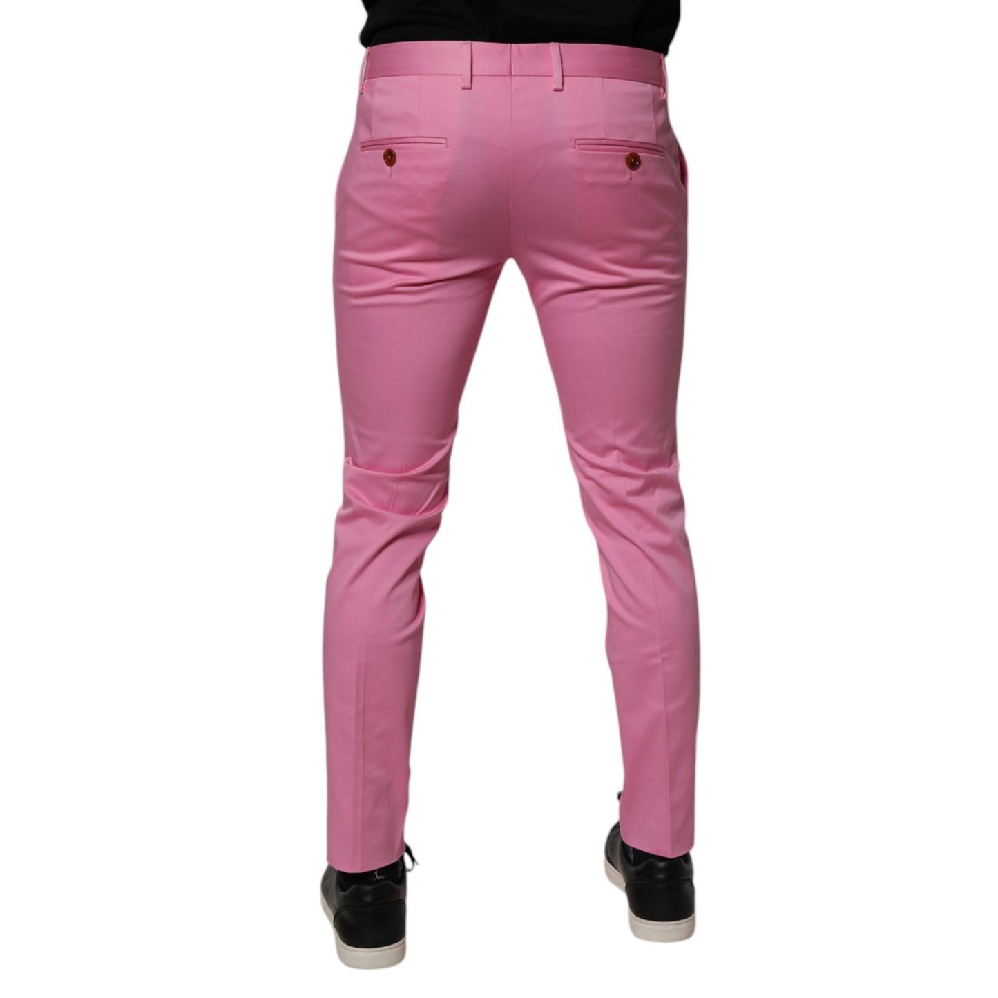 Dolce & Gabbana Pink Cotton Slim Fit Men Dress Formal Pants