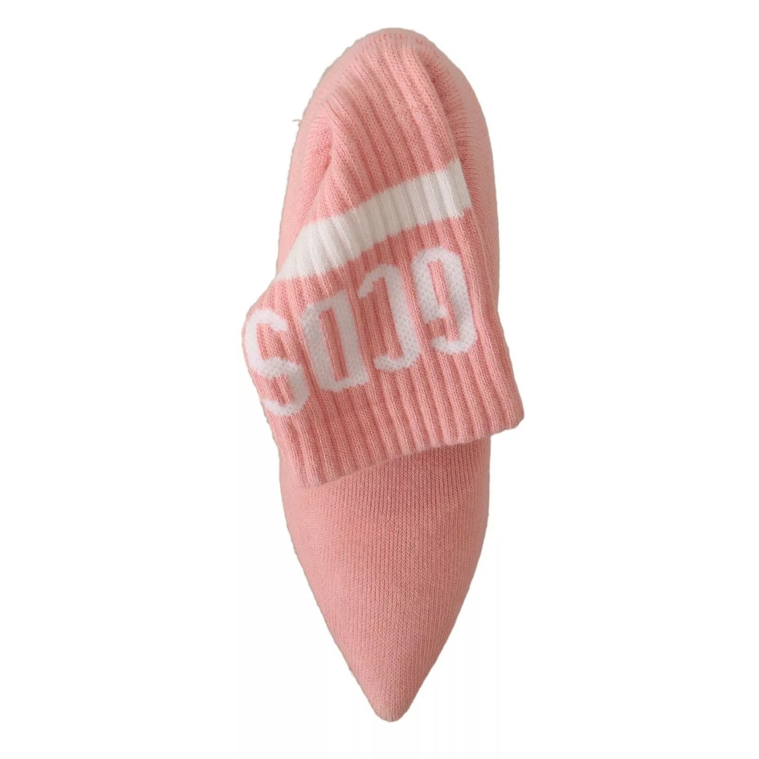 GCDS Pink Suede Logo Socks Block Heel Ankle Boots Shoes