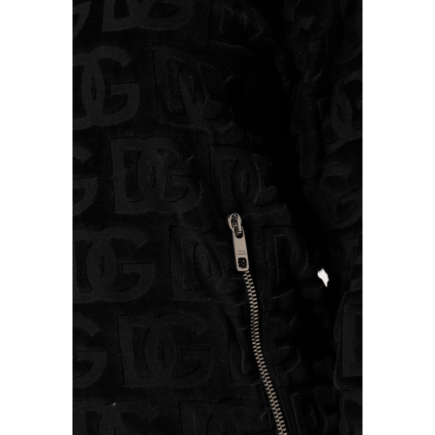 Dolce & Gabbana Black Logo Monogram Full Zip Bomber Jacket