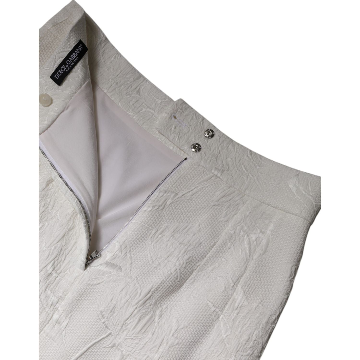 Dolce & Gabbana White High Waist Knee Length Pencil Skirt