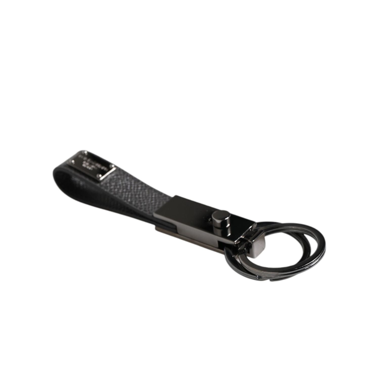 Dolce & Gabbana Brown Leather DG Plaque Double Keyring Holder Keychain