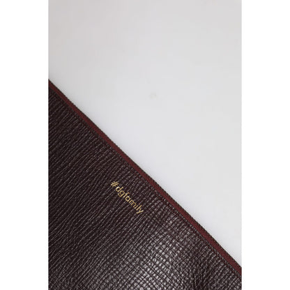 Dolce & Gabbana Brown Leather #DGFAMILY Embellished Men Clutch Pouch Bag