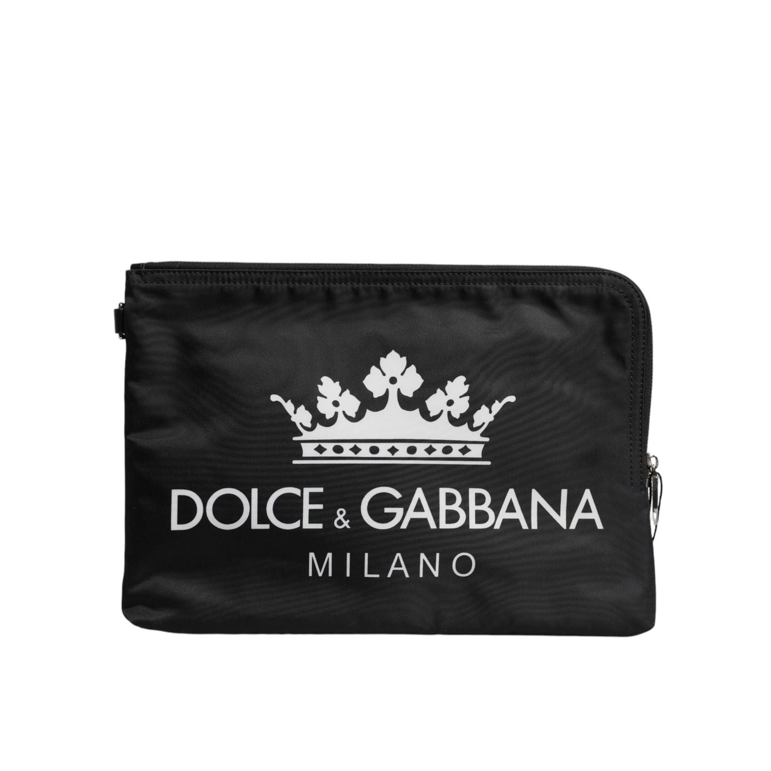 Dolce & Gabbana Black DG Milano Print Nylon Pouch Clutch Bag