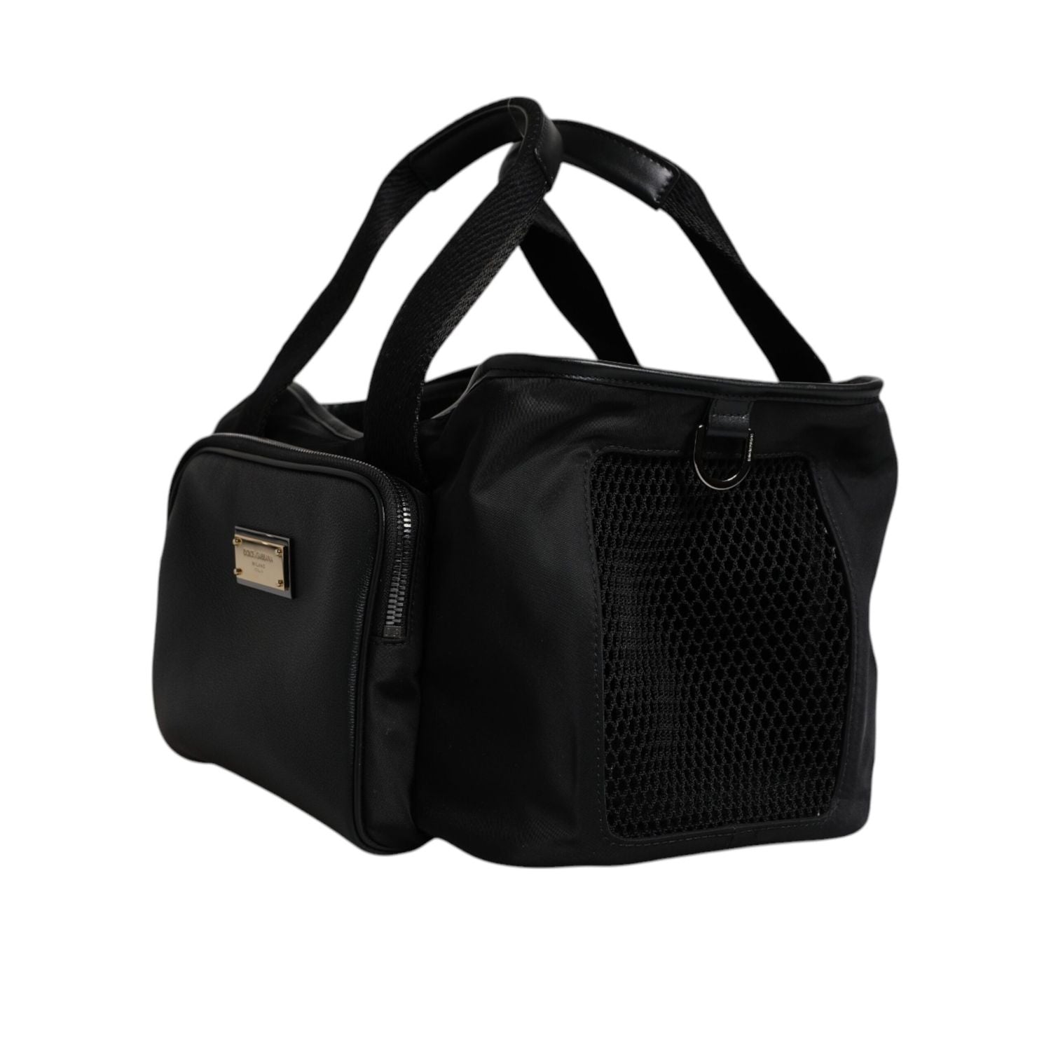 Dolce & Gabbana Black Shoulder Strap Pet Carry Logo Plaque Bag