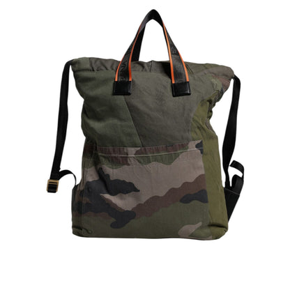 Dolce & Gabbana Military Green Patchwork Rucksack Backpack Bag