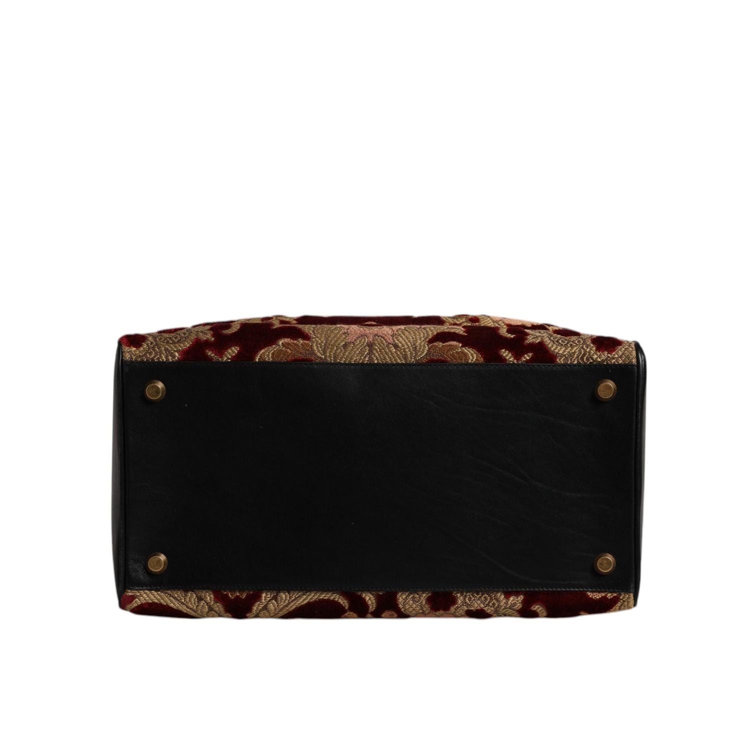 Dolce & Gabbana Multicolor Leather Brocade Velvet Travel Duffle Tote Bag