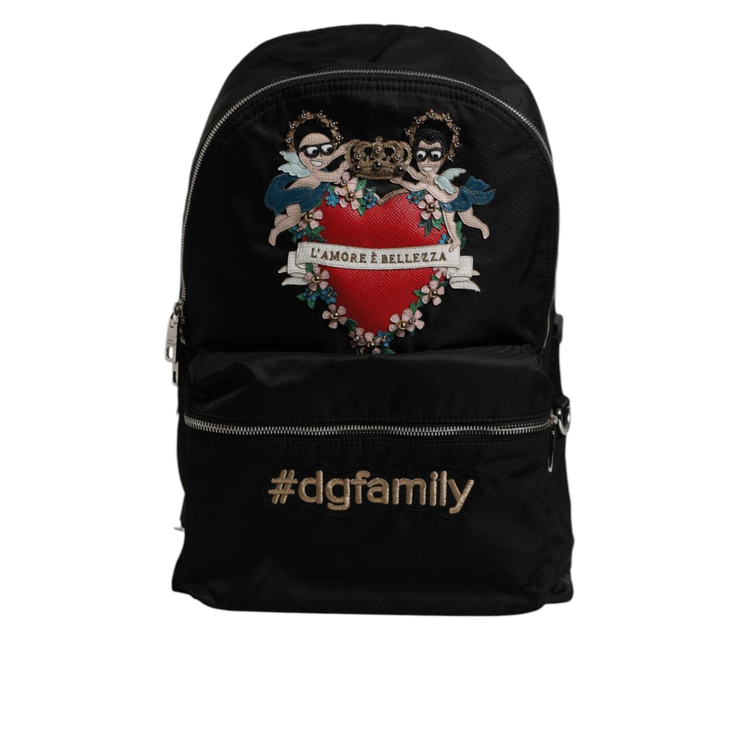 Dolce & Gabbana Black Nylon #DGFAMILY Embellished Backpack VULCANO Bag