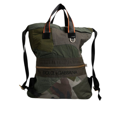 Dolce & Gabbana Military Green Patchwork Rucksack Backpack Bag