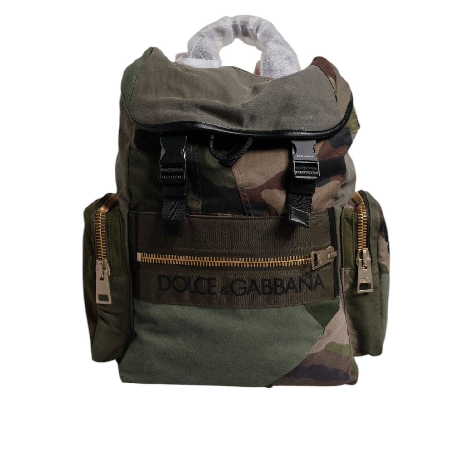 Front view with bag zipped and handles upright.