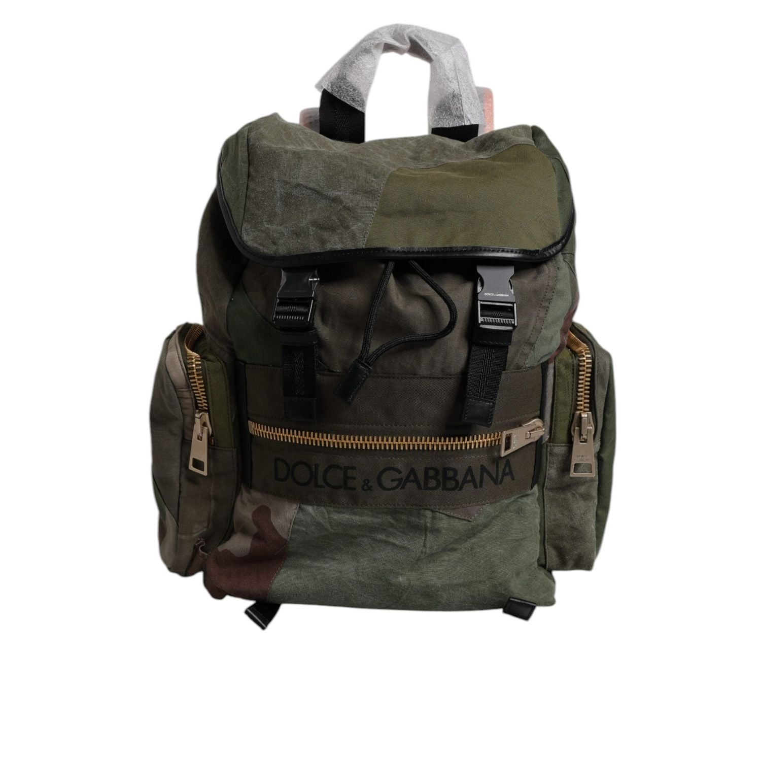 Front view with bag zipped and handles upright.