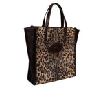 Dolce & Gabbana Brown Leopard Leather Shoulder Strap Tote Bag