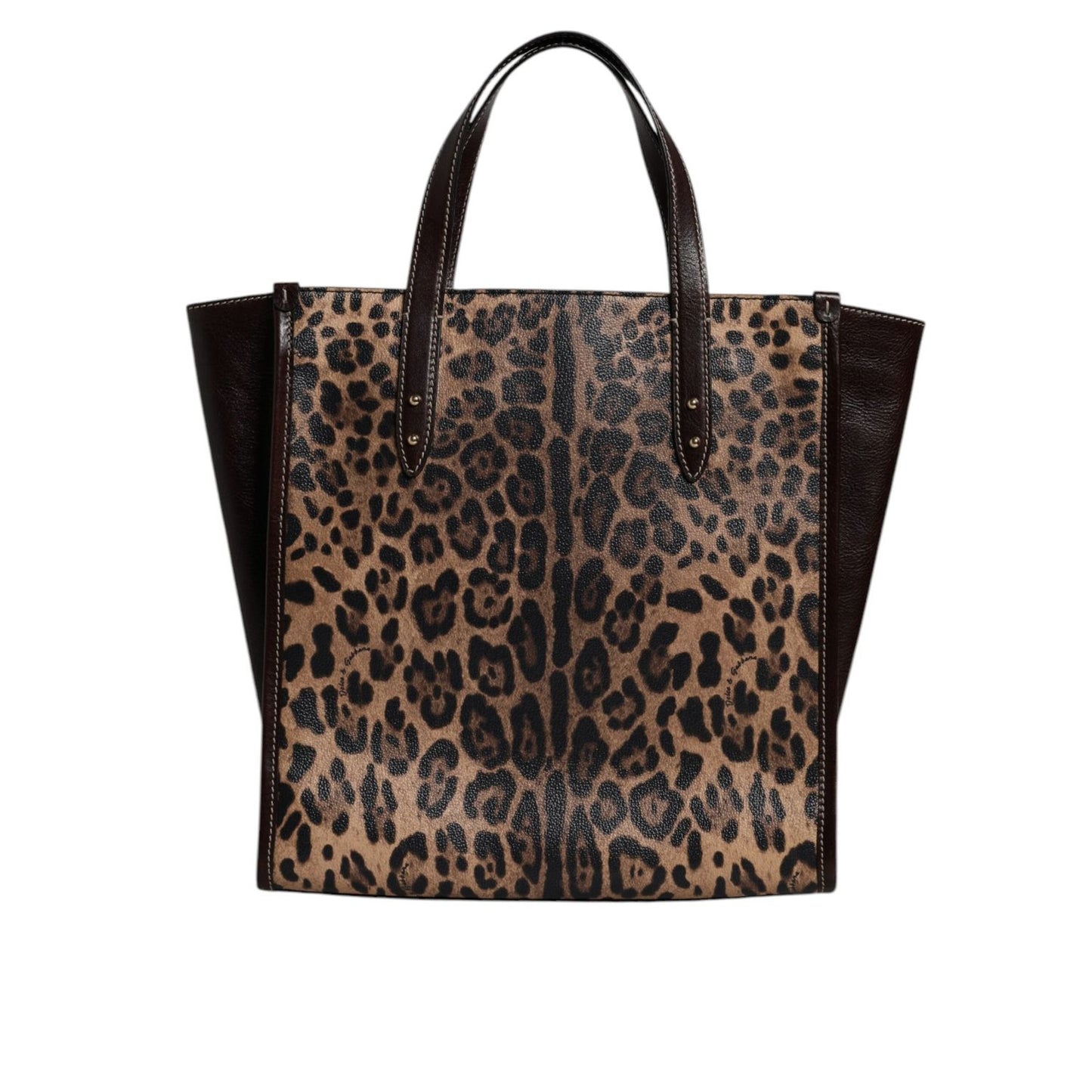 Dolce & Gabbana Brown Leopard Leather Shoulder Strap Tote Bag