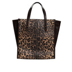 Dolce & Gabbana Brown Leopard Leather Shoulder Strap Tote Bag