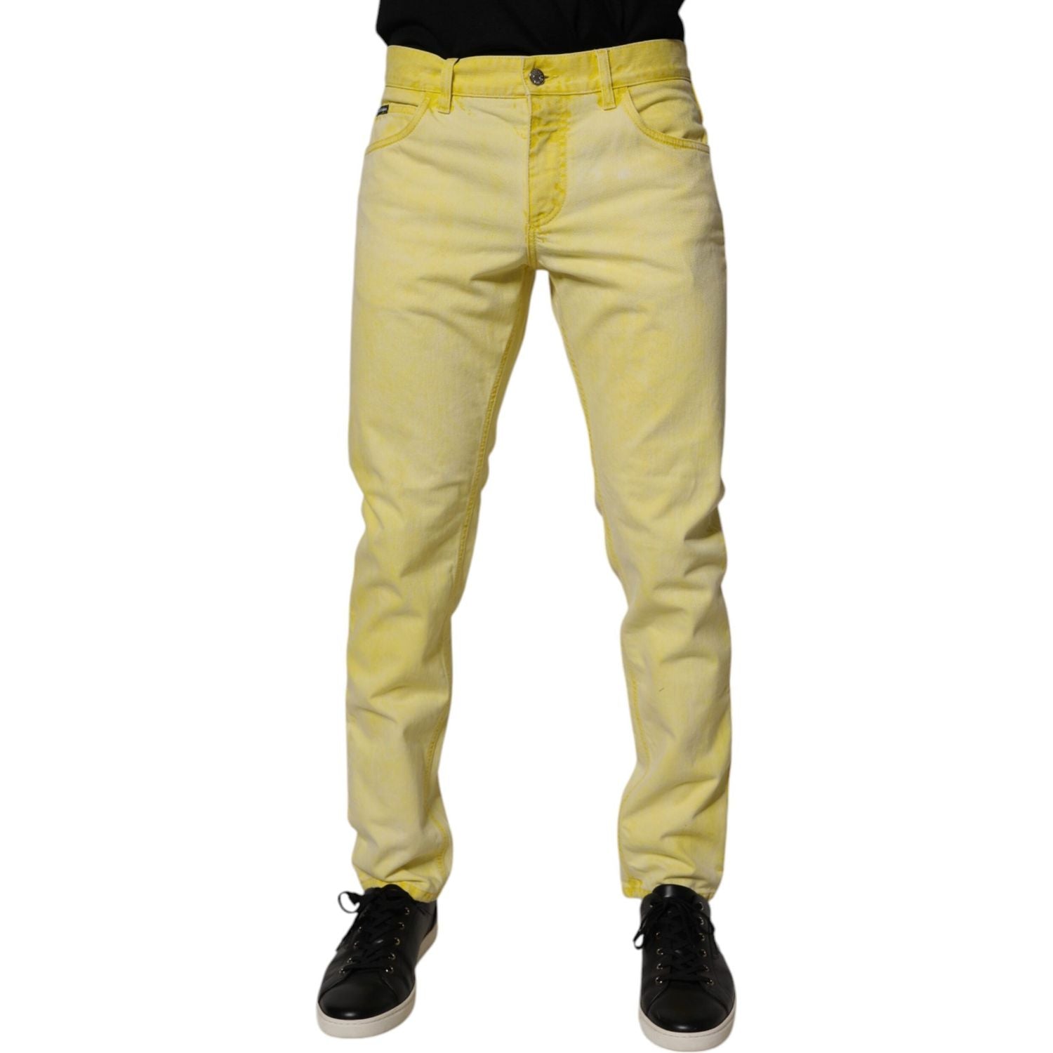 Dolce & Gabbana Yellow Cotton Stretch Skinny Men Denim Jeans