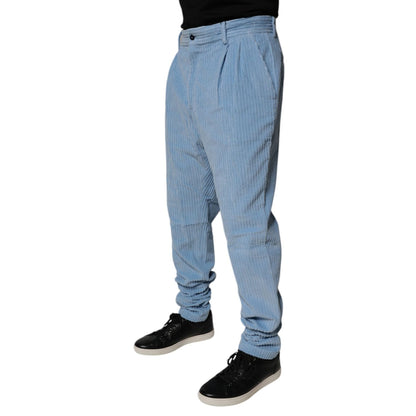Dolce & Gabbana Light Blue Corduroy Cotton Skinny Denim Jeans
