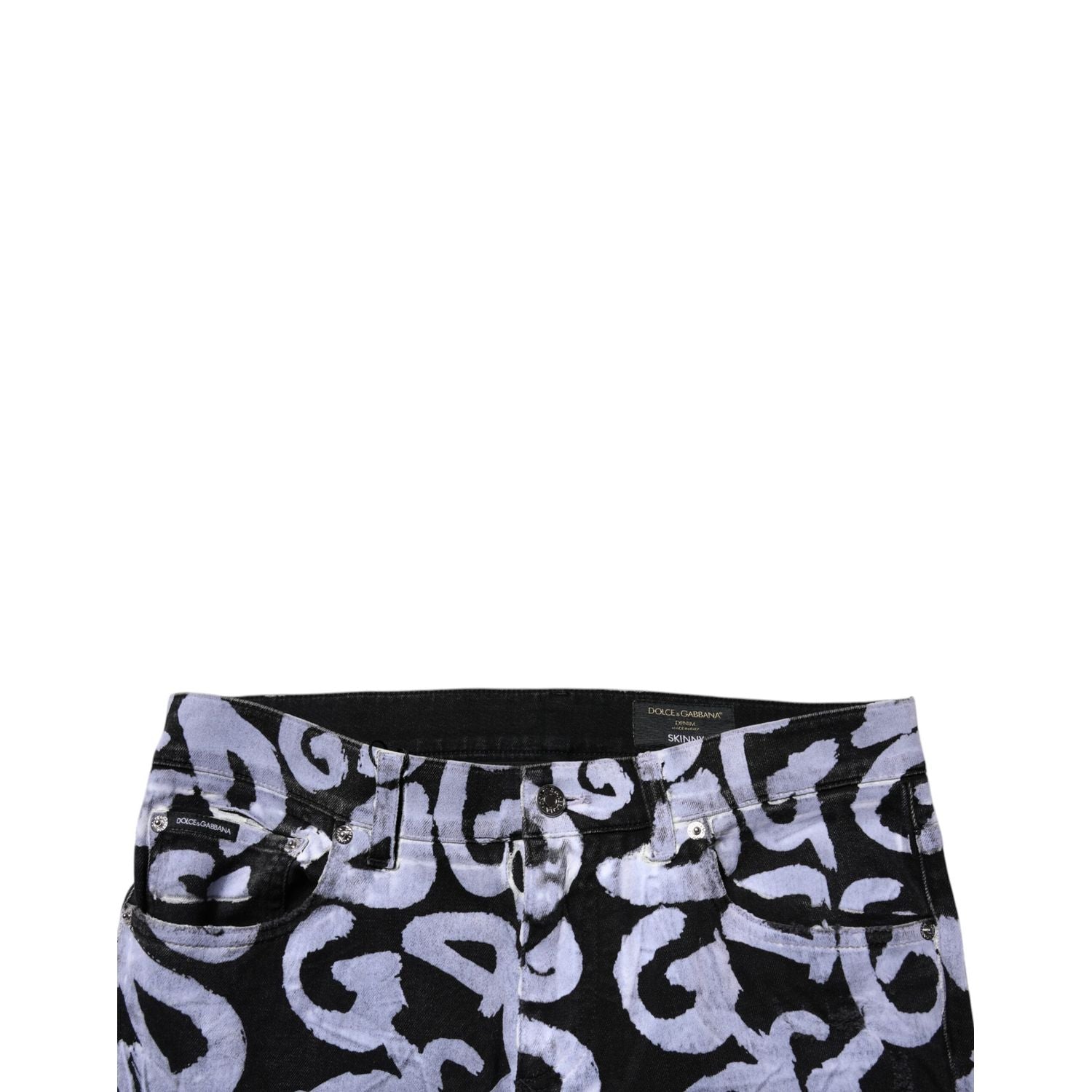 Dolce & Gabbana Black Logo Monogram Cotton Skinny Denim Jeans