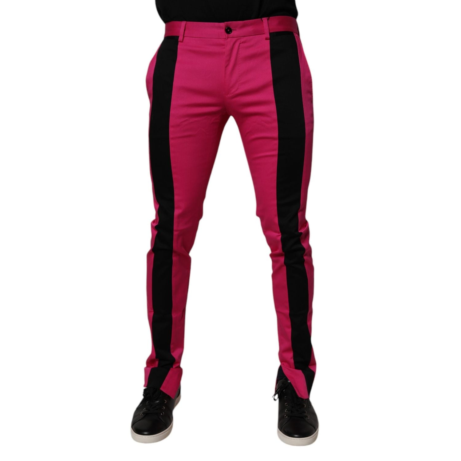 Dolce & Gabbana Pink Black Stripe Slim Fit Men Dress Pants