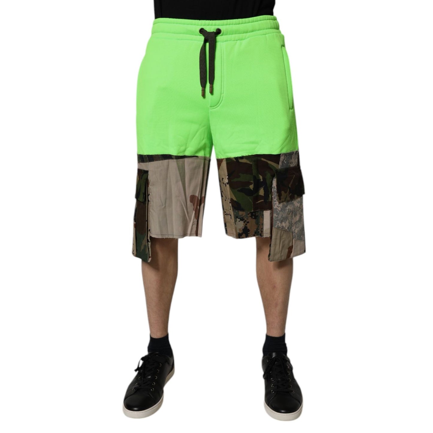 Dolce & Gabbana Green Patchwork Camouflage Men Cargo Shorts