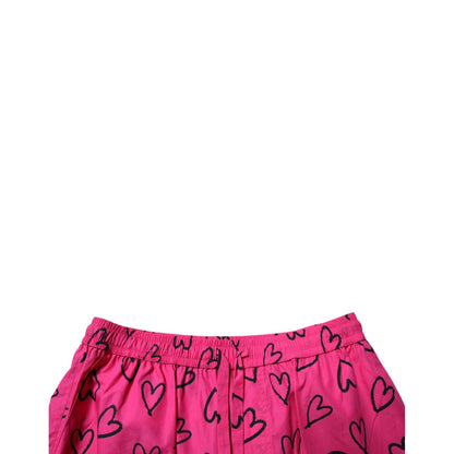 Dolce & Gabbana Pink Cotton Heart Print Bermuda Shorts