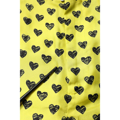 Dolce & Gabbana Green Silk Heart Print Bermuda Shorts