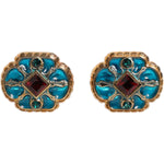 Dolce & Gabbana Gold Brass Blue Enameled Flower Cufflink SMY10681