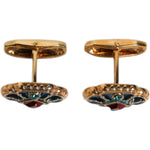 Dolce & Gabbana Gold Brass Blue Enameled Flower Cufflink SMY10681